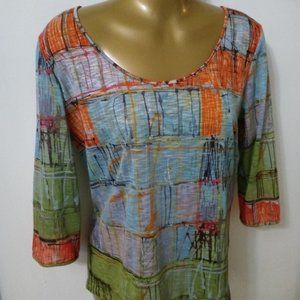 AVENTURES DES TOILES Semi Sheer Scoop Neck Thin Stretch Tee Top Size 42 or M